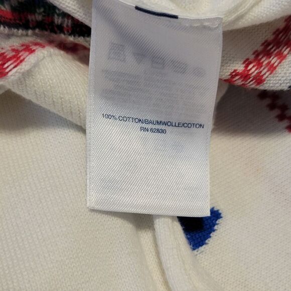 Lands End Ski FairIsle Design 100% Supima Cotton Sweater White Winter M MT - Picture 12 of 15
